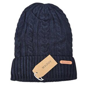 Merino Wool Slouchy Beanie Hat – Black, Warm & Stylish Winter Knit